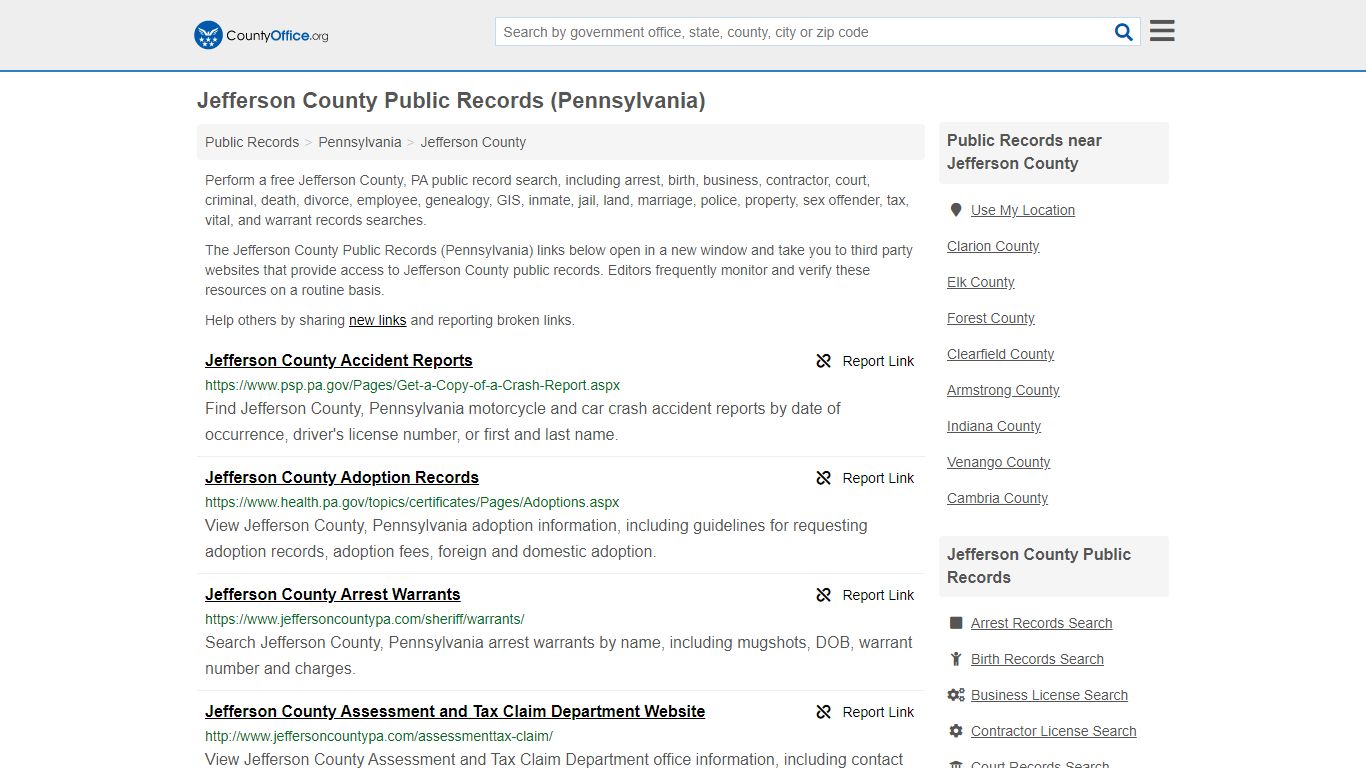 Public Records - Jefferson County, PA (Business, Criminal, GIS ...