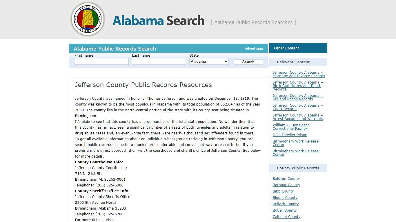 Jefferson County Public Records Resources | Alabama - AL Search